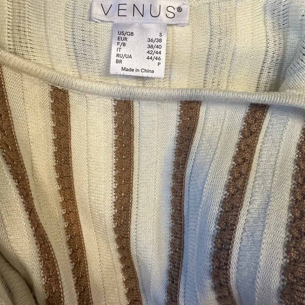 VENUS Cream and BrowTan Long Sleeve Sweater Dress - Picture 7 of 9